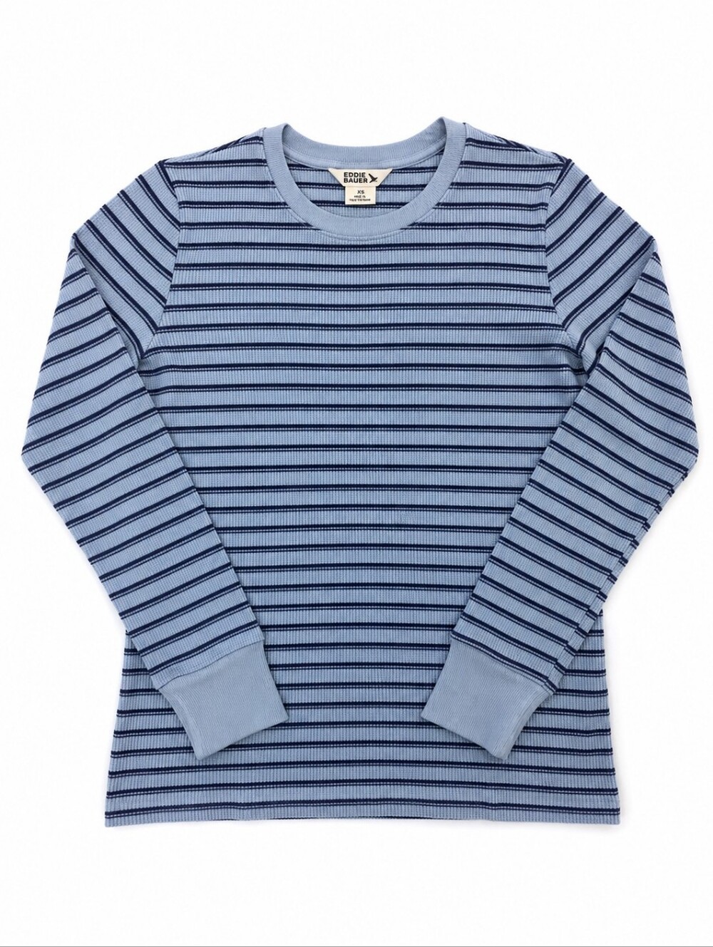 NWT Eddie Bauer Infinity Thermal Crew Waffle Knit Striped Long Sleeve Shirt Wome